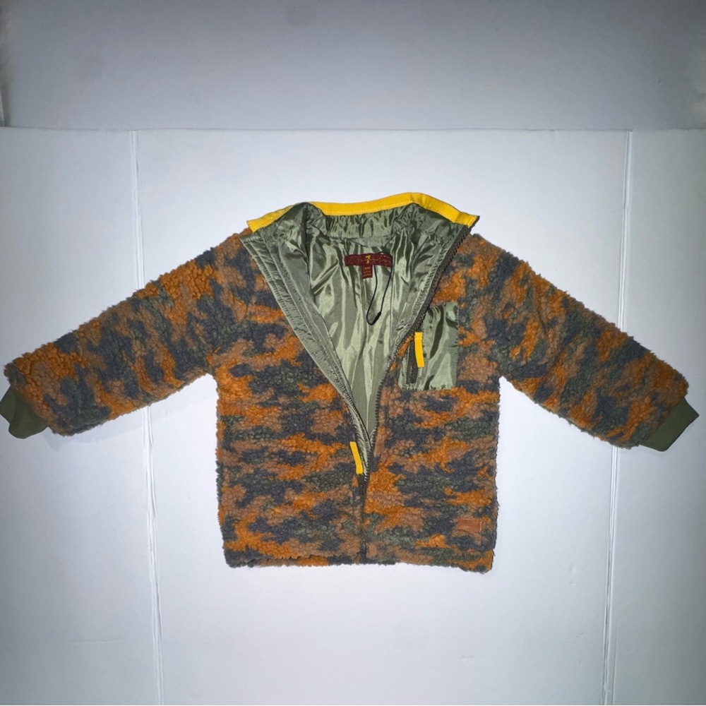 7 for All Mankind | Kids Camouflage Jacket with Orange Accents | Size 24m
